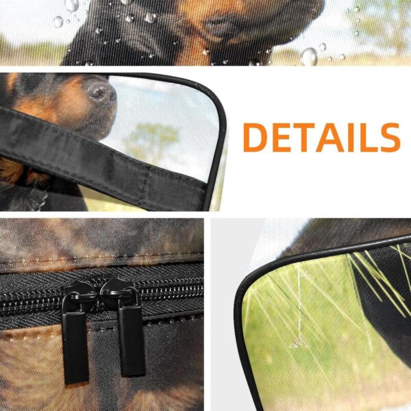 Travel Toiletry Bag wih Zippers Travel Accessories Toiletries Cosmetic Pouch Makeup Bags for Men and Women, Dog Animal Rottweiler Pet - Image 3