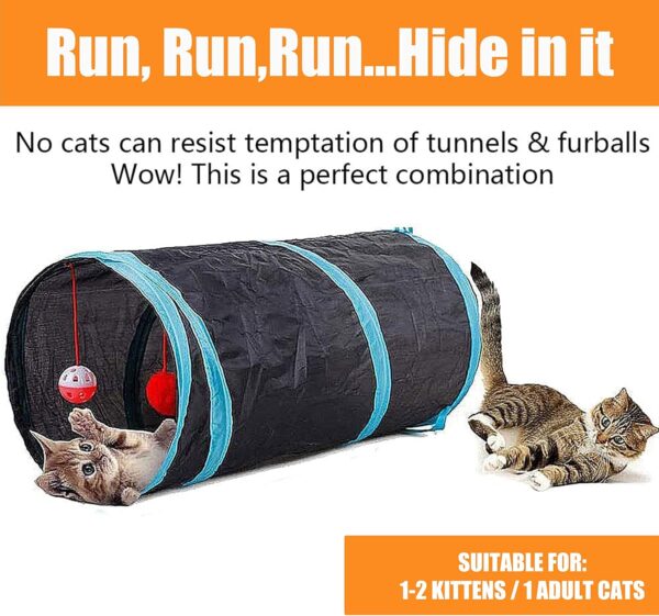 22 Pcs Cat Toys Interactive for Indoor Cats Tunnel Mouse Kitten Toys Cat Feather Teaser Wand Spring Toy - Image 4