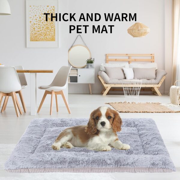 Vejaoo Dog Bed Mat Washable Cat Cushion Soft Premium Plush Dogs Mattress Sofa Dual Purpose Clearance for Small/Medium/Large Dog XZ014 (L(90 * 60CM), Wicker Gray) - Image 7