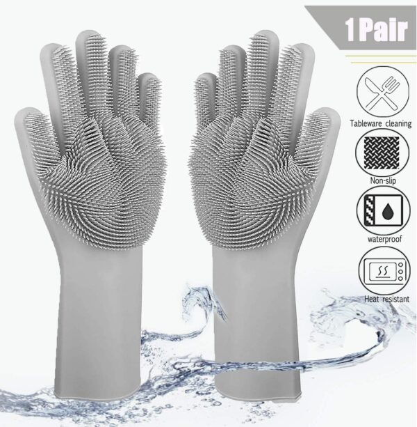 ZKSMNB Pet Grooming Gloves, Gentle Dog Bathing Scrubber Gloves, Silicone Hair Removal Gloves with High Density Teeth Efficient Pet Hair Remover Mitt for Cats, Dogs - Image 3