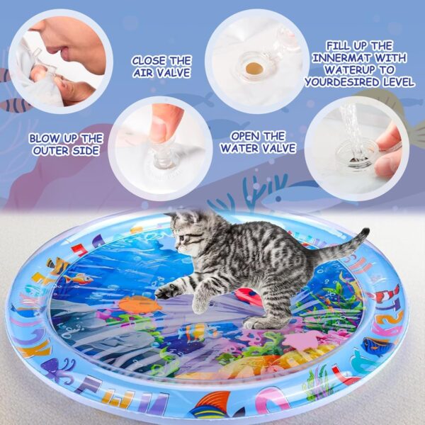 Guegine Summer Cat Water Mat,Water Mat for Cats,Cat Water Mat Toy,Water Sensory Mat Cat,Pet Water Sensory Mat,Cat Water Play Mat,Water Bed for Cats,Interactive Cat Toys for Hot Summer Days - Image 5