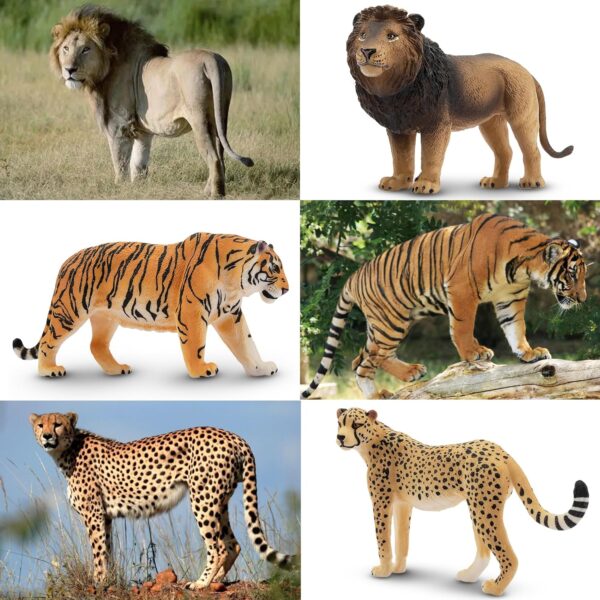 toymany 8PCS Plastic Jungle Animals Figure Playset Includes Baby Animals, Realistic Lion,Tiger,Cheetah,Jaguar Figurines with Cub, Cake Toppers Christmas Birthday Toy Gift for Kids Toddlers - Image 7