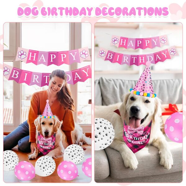 Dog Birthday Party Supplies Decoration,MOSNOW Pink Dog Birthday Set with Birthday Hat, bandana, Banner, Balloons and Bowtie, Dog Birthday Present for Most Pets - Image 5