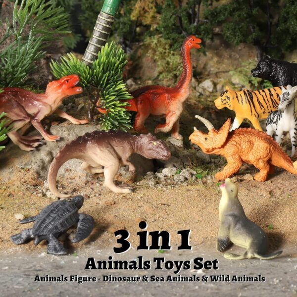 TOEY PLAY 3 in 1 Animal Figures, Sea Animals Creatures Toys, Wild Jungle Zoo Safari Animals, Dinosaur Toy, Assorted Animals, 36PCS, Gifts for Kids 3 4 5 6 Years Old - Image 2