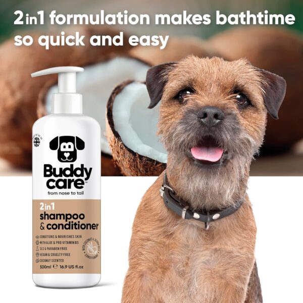 Buddycare 2in1 Dog Shampoo & Conditioner Coconut Scented | With Aloe Vera and Pro Vitamin B5 (500ml) - Image 3