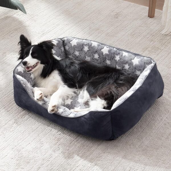 MIXJOY Extra Large Dog Bed(89x63cm), Super Soft Cosy Rectangle Dog Beds, Grey Washable Pet Bed, Ideal for Golden Retriever, Labrador，German Shepherd，Samoye，Rottweiler - Image 2