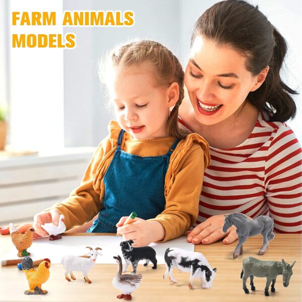 12 Pieces Farm Animal Toys, Mini Farm Animal Figurines Realistic Jungle Farm Animal Figurines Animal Toys Playset Party Favors Bath Toys Safari Animals Figures Little People Farm for Kids - Image 5