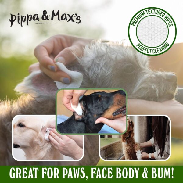 Pippa and Max Pet Wipes for Dogs & Cats, Thick 100% Plant Based Grooming Wipes, Hypoallergenic Cleaning for Paws, Body, Ear, Eye, and Bum, Non-Scented, 100 Count - Image 6