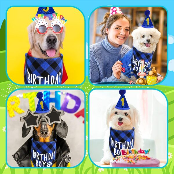 Cobee Dog Birthday Bandana Hat Number Set, 10 Pieces Dog Boy Birthday Party Supplies Pet Bandana Party Bling Hat with 8 Glitter Number for Small Medium Large Dogs - Image 7