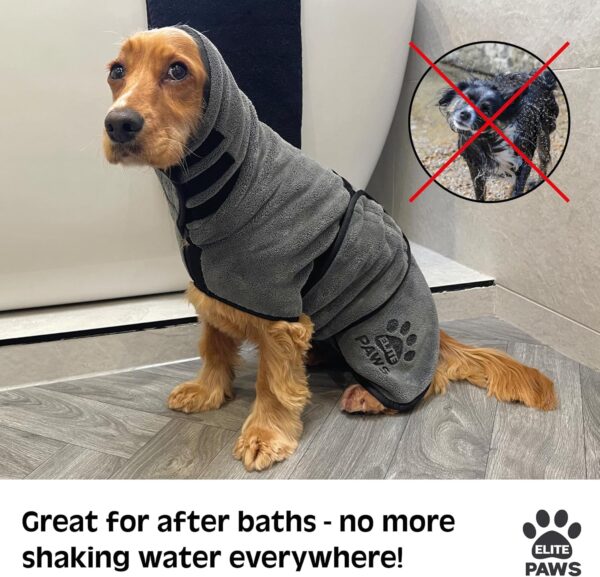 Elite Paws® UK: Luxury Microfibre Dog Drying Coat: All-Season Thick Robe, Dries Pets in About 20-30 Mins, Ultra Absorbent, Super Soft, For Bath, Grooming, Travel, Puppy & Adult, Machine Wash (XL) - Image 3