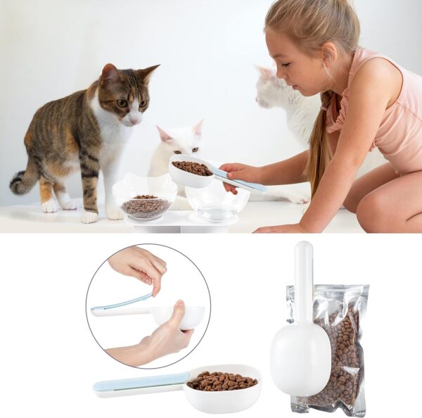 Cat Bowls with Stand Tilted 15° - Raised Cat food bowl with scoop, Anti over-turned and Anti spill Tilted Cat Bowl, Feeding and Water Supplies for Cat - Image 5