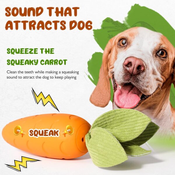 Verla Carrot Dog Toys Squeaky Dog Toys Indestructible Dog Toys for Boredom Small Medium Large Dogs Training Interactive Dog Toys Dog Chew Toys Teething Toys for Birthday Present Gift - Image 3