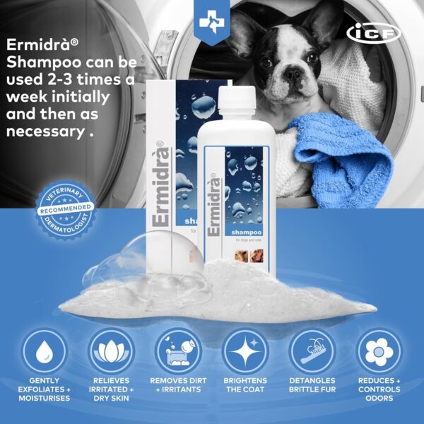 ICF | Ermidra Dog Shampoo For Itchy Skin Relief | Detangle Brittle Fur | Removes Bad Odours | Dog Shampoo And Conditioner For Pets With Sensitive Skin - Image 5