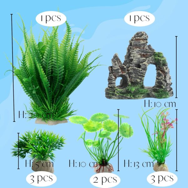 BAILMOLI Fish Tank Decorations, 10 PCS Aquarium Plants Green Fish Tank Plants Artificial Set Aquarium Ornaments Accessories - Image 3