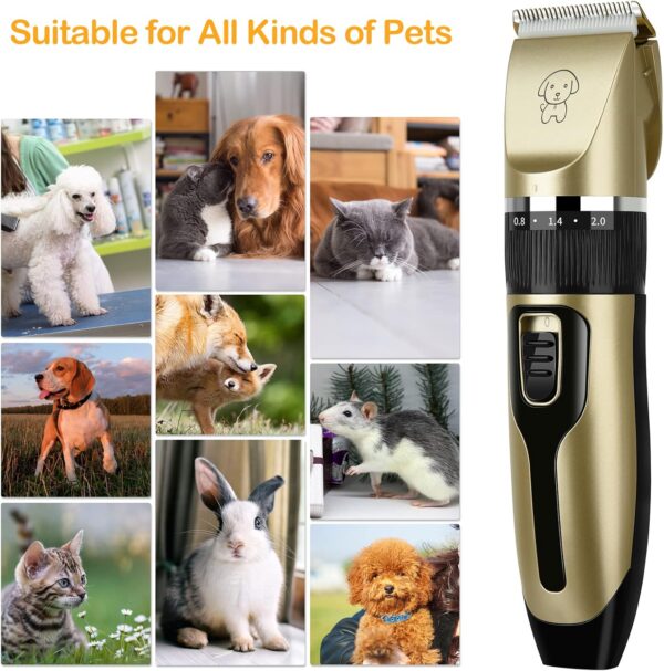 Dog Clippers, Dog Grooming Kit Clippers, Rechargeable Cordless Pet Clippers Low Noise Pet Hair Clipper Dog Clippers Professional for Thick Hair with 4 Combs for Dogs Cats Horses - Image 7