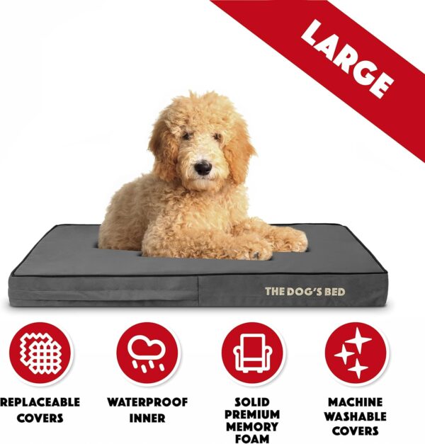 The Dog’s Bed Orthopaedic Dog Bed Large Grey with Black Piping 101x64x10cm, Waterproof Memory Foam Dog Bed - Image 3