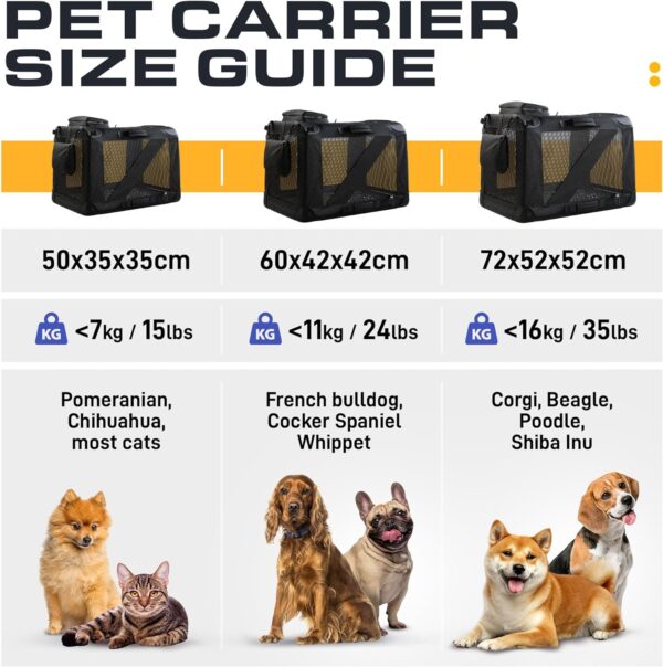 PetProved Dog Travel Crate Dog Carrier Cat Carrier Large Pet Carrier for Medium Dogs Puppy Carrier Soft Fabric Dog Car Crate Collapsible for Car - Image 7