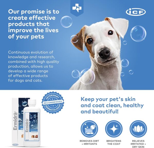 ICF | Ermidra Dog Shampoo For Itchy Skin Relief | Detangle Brittle Fur | Removes Bad Odours | Dog Shampoo And Conditioner For Pets With Sensitive Skin - Image 7