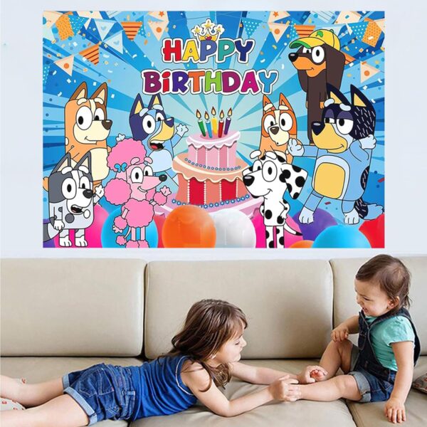 APDDHJ Blue Dog Backdrop 5x3FT Blue Dog Theme Birthday Backdrop Vinyl Photo Backdrop Decorations Blue Dog Birthday Party Supplies for Girls,Boys,Teens - Blue Dog - Image 6