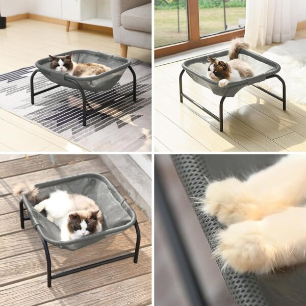 JUNSPOW Cat Bed,43×43×24cm Pet Hammock Bed Free-Standing Cat Sleeping Cat Bed Cat Supplies Pet Supplies Whole Wash Stable Structure Detachable Excellent Breathability Easy Assembly Indoors Outdoors - Image 6