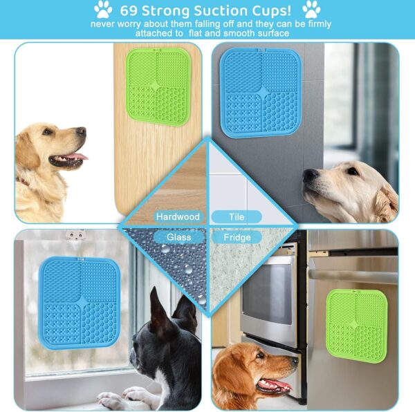 Emwel Dog Bowl Licky Mats for Dogs 2 Pcs Dog Lick Mats with Silicone Spatula Dog Lick Pad with Strong Suction Suitable - Image 6