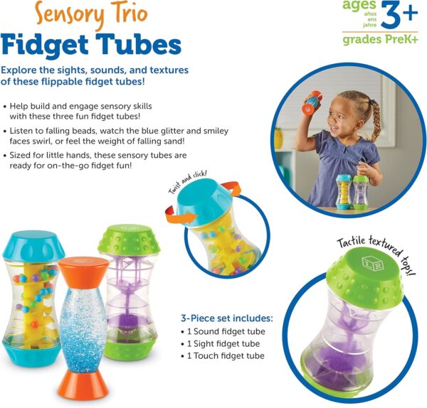 Learning Resources Sensory Trio Fidget Tubes, Fine Motor Skills, Sensory Toys for Toddlers, Sensory Toys for Children, Fidget Toys, Sensory Tubes, Ages 3+ - Image 5