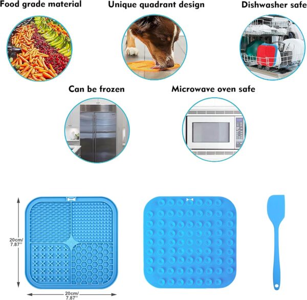 Licking Mat for Dogs & Cats 2 Pack, Slow Feeder Lick Pat with Non-Slip Design, Dishwasher Safe, Anxiety Relief Dog Toys Feeding Mat for Butter Yogurt Peanut, Pets Bathing Grooming Training Calming Mat - Image 2