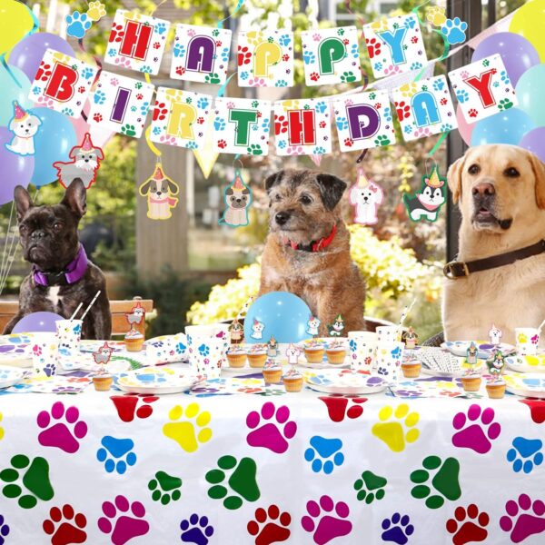 Dog Party Decorations - Puppy Dog Paw Party Supplies, Pawty Puppy Plates, Cups, Napkins, Tablecloth, Banner, Balloons, Cake Toppers for Doggy Tableware Birthday Party - Serves 20 - Image 7