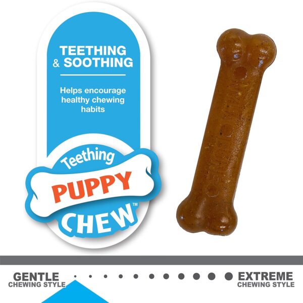 Nylabone Gentle Puppy Dog Teething Chew Toy Bones, Chicken/Peanut Butter Flavour, XS, for Puppies Up to 7kg (Twin Pack), for All Breed Sizes - Image 3