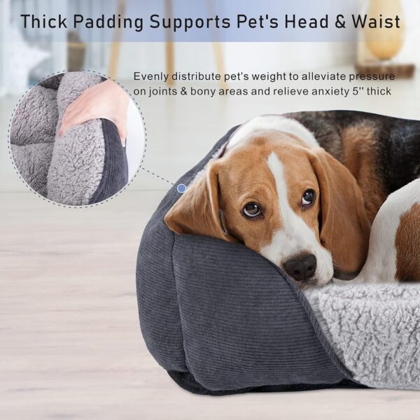 JOEJOY Dog Cat Bed Medium Pet Sofa Bed, Warm Lamb Fleece Medium Dog Bed, Washable Dog Bed For Corgi, 63x53x21cm - Image 5