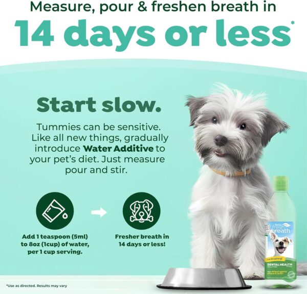 TropiClean Fresh Breath Dog Teeth Cleaning – Dental Care for Bad - Freshener Water Additive Mouthwash Helps Remove Plaque Off Dogs Teeth, Original, 473ml - Image 3