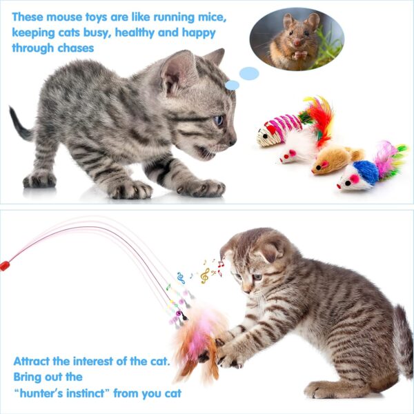 Cat Toys,Cat Toys for Indoor Cats Kitten,23Pcs,Cat Toys set,Kitten Toys,Interactive Cat Toys ,Cat Toys Feather,Catnip Fish,Matatabi Chew Sticks,Cat Wand,Mice,Crinkle Balls,Bells,Scratching Toys - Image 2