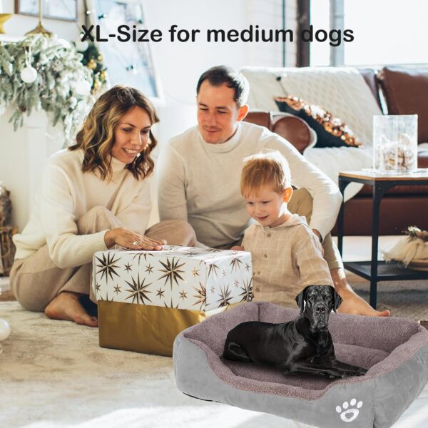 GoFirst Dog Bed Medium, Warm Soft Comfortable Pet Bed Sofa XL 80 * 60cm for Medium Dogs Cats Small Pets (Grey) - Image 7