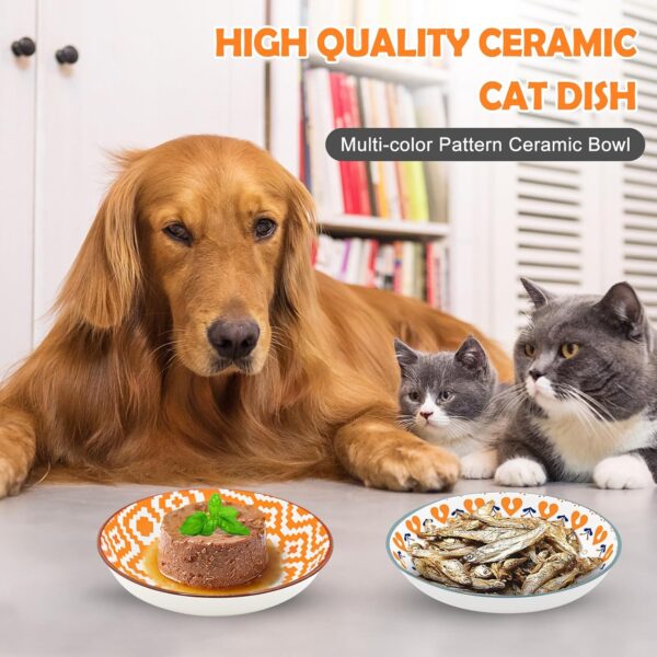 YZNlife 8 Pieces Cat Bowls Ceramic Cat Food Bowl 5.5 Inches Cat Dishes And Bowls Cute Kitten Bowl Wide Shallow Cat Feeding Bowls Cat Plate Cat Bowl Microwave and Dishwasher - Image 5