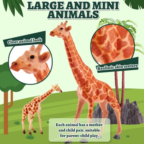 TOEY PLAY 52PCS Animal Figures Toys for Kids, Large and Small Wild Jungle Safari Animals Zoo Toy, Animal Mother and Child Set, Soil Blocks, Carry Case, Gifts for Kids Toddlers 3+ Years Old - Image 4