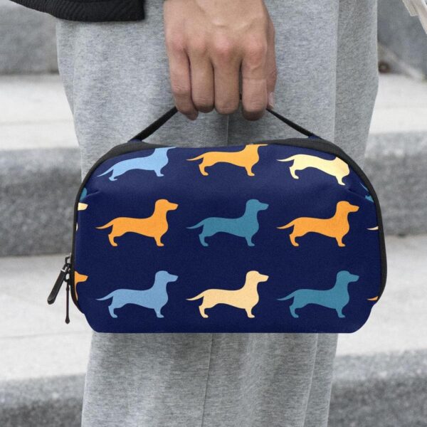 Cosmetic Bag for Women, Adorable Roomy Makeup Bags Travel Water Resistant Toiletry Bag Accessories Organizer, Cartoon Animal Pet Dachshund Dark Blue - Image 6