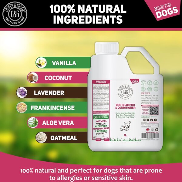 Dog Shampoo & Conditioner 1L | Anti-Bacterial Anti-Fungal | Calms & Soothes Itchy Dog Skin | Restores Hairs | Remove Bad Odour - Image 4