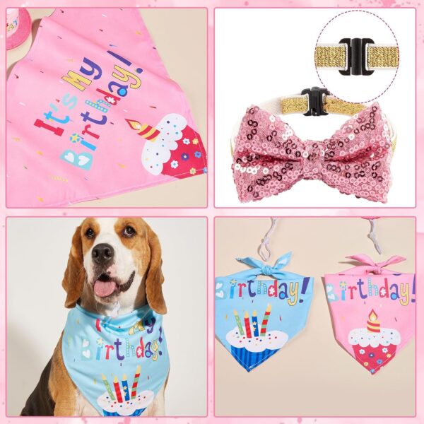 Dog Birthday Decorations Party Supplies - Pink Dog Birthday Set with Hat Pink Numbers Bandana Cake Topper Bow Tie for Girl Small Medium Pets Cats Dogs Happy Birthday Party Celebration Supplies - Image 4