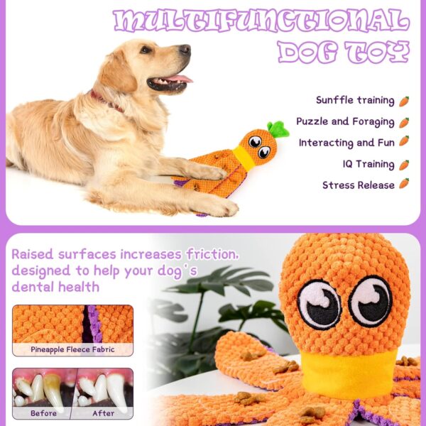 FWLWTWSS 2-in-1 Octopus & Carrot Interactive Dog Toys, Dog Snuffle Toy Dog Toys for Boredom Dog Stimulation Toys, Dog Puzzle Toy for Foraging Instinct Training Slow Feeding for Large Medium Small Dogs - Image 5