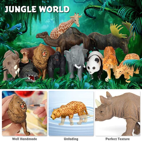 Safari Animal Toys Figures, 12 PCS Realistic Jumbo Wild Jungle Animals Figurines, Large African Zoo Animal Playset with Lion,Elephant,Giraffe, Plastic Animal Learning Toys for Kids Toddlers Boys Girls - Image 5