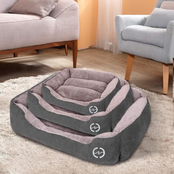 GoFirst Dog Bed Medium, Warm Soft Comfortable Pet Bed Sofa XL 80 * 60cm for Medium Dogs Cats Small Pets (Grey) - Image 5