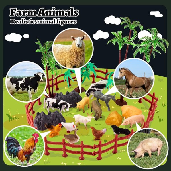 TOEY PLAY 3 in 1 Animals Toys, Farm Animals, Wild Jungle Zoo Animal, Dinosaur Toy, Mini Animal Figures Set with Carry Case, 56PCS, Gifts for Kids Boys Girls 3 4 5 6 Years Old - Image 4