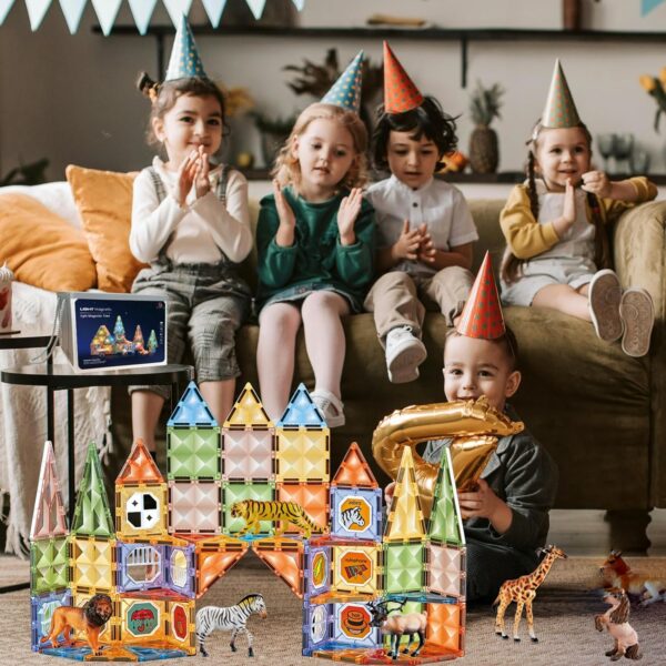 BUBUQE Magnetic Tiles 3D Magnet Building Block Toys Educational Stem Learning Toy with Farm Animal and Lighting Effect Construction Sensory Toys Preschool Gift for Boys and Girls 3 4 5 6 7 8 Years+ - Image 6