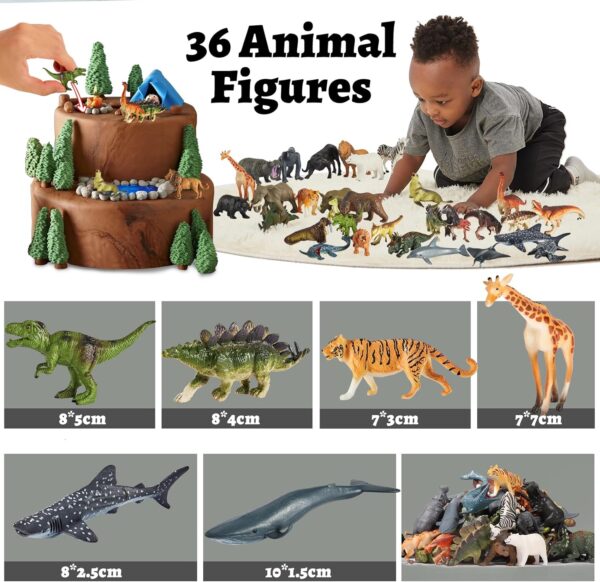 TOEY PLAY 3 in 1 Animal Figures, Sea Animals Creatures Toys, Wild Jungle Zoo Safari Animals, Dinosaur Toy, Assorted Animals, 36PCS, Gifts for Kids 3 4 5 6 Years Old - Image 5