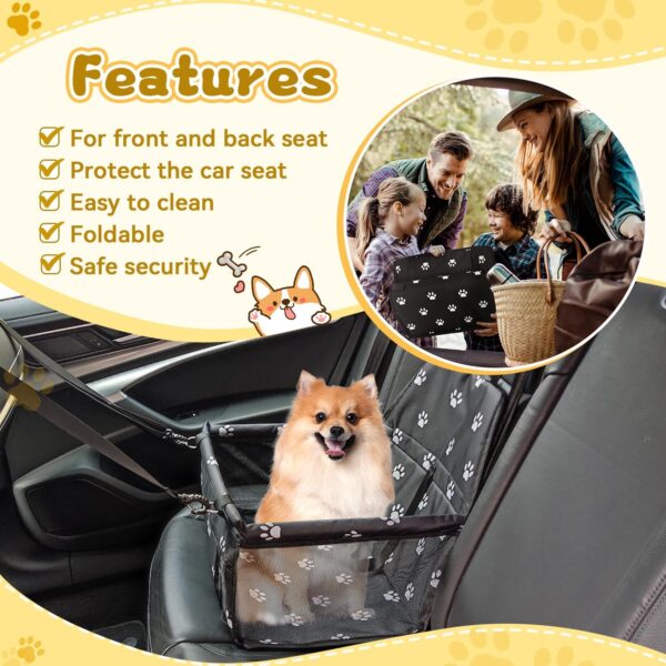 Flagest Dog Car Seat Travel Carrier Doggie Booster Cage, Oxford Breathable Folding Soft Washable Travel Bags for Dogs Cats or Other Small Pets, Dog Booster Seat Unfolded Size 15.7 * 12.5 * 9.4 Inch - Image 3