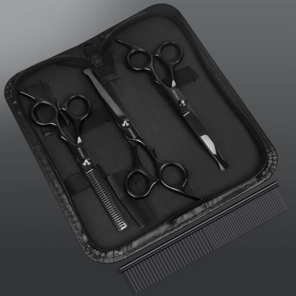 TOPGOOSE Dog Grooming Scissors Kit with Safety Round Tips, Professional 5 in 1 Grooming Scissors for Dogs Cat Pet At Home (Black) - Image 9