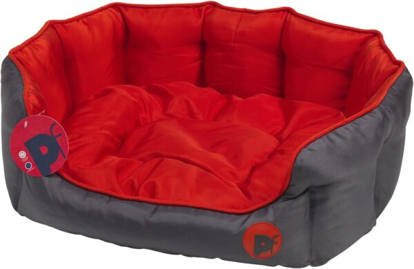 Petface Waterproof Oxford Puppy Luxury Oval Dog Bed, Red, Medium - Image 2