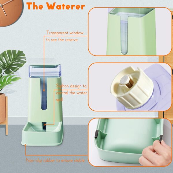 Automatic Pet Feeder Small&Medium Pets Automatic Food Feeder and Waterer Set 3.8L, Travel Supply Feeder and Water Dispenser for Dogs Cats Pets Animals (light green) - Image 4