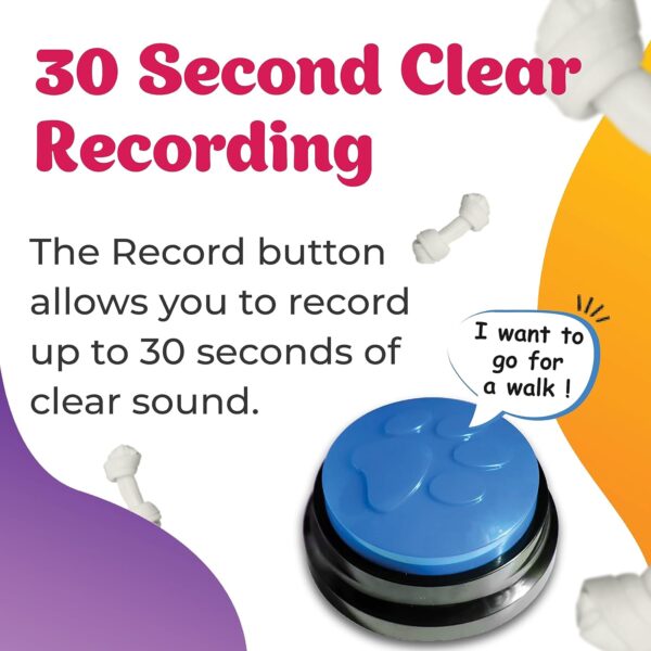 Dog Buttons for Communication and Training Pet Voice Recorder Device, Dog Buttons Talk Training, Pet Talking Training Answer Buzzer, 30 Second Record & Playback, Dog buttons for pet - Pack of 4 - Image 6