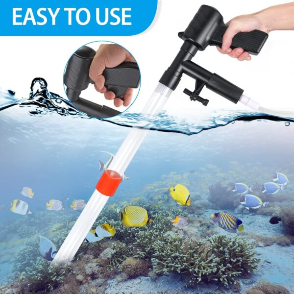 Ledeak Fish Tank Aquarium Gravel Cleaner, Quick Water Changer with Air-Pressing Button Fish Tank Sand Cleaner Kit, Aquarium Siphon Vacuum Cleaner with Fish Tank Net for Water Changing Sand Washing - Image 4